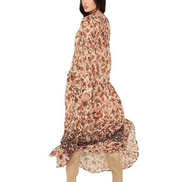Free People Lightweight Sheer Lined See It Through Floral Long Sleeve Maxi Dress - Picture 9 of 16